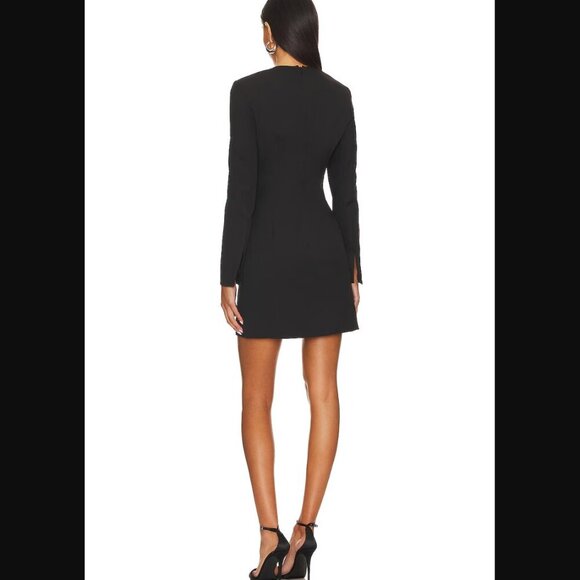Bardot Audrina Long Sleeve Plunge Mini Dress Black 12 / XXL $150 - Picture 3 of 8